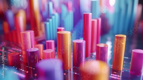 3d render of colorful glossy cylinders