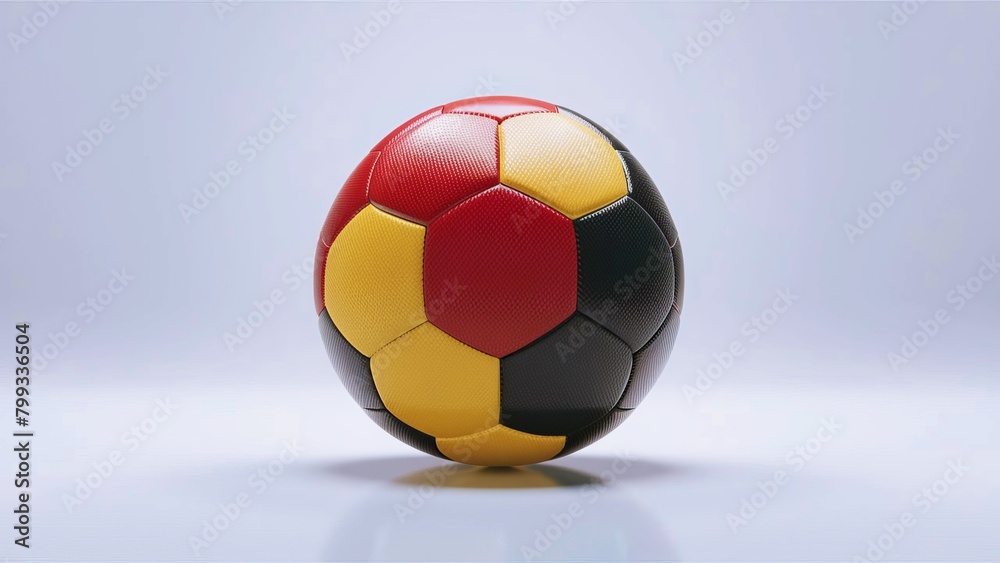 Soccer ball in the colors of the Belgian flag, isolated on a white background, Euro Championship 2024 Soccer ball in the colors of the Belgian flag, isolated on a white background, Euro Championship 2024