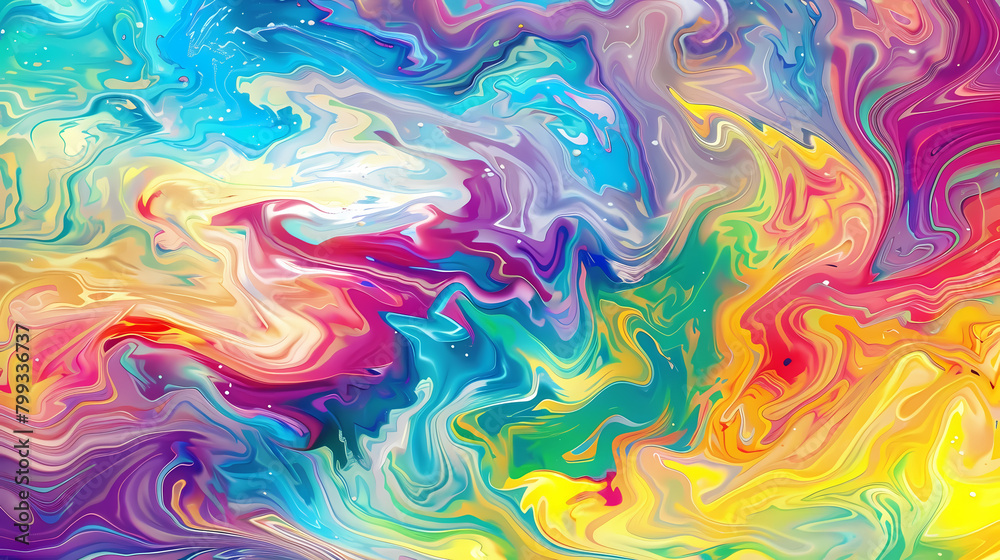 Vivid Swirls of Color in Fluid Art Painting