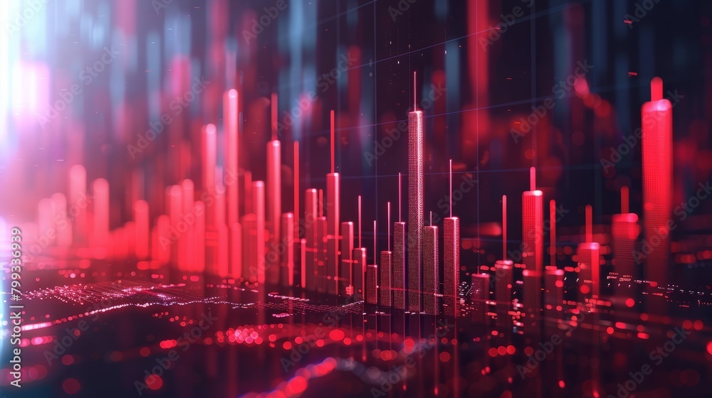 A 3D rendering of a city made of red and black skyscrapers. A 3D rendering of a city made of red and black skyscrapers.