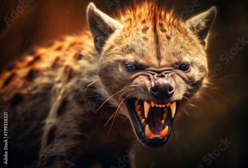 Fierce Hyena Snarling Aggressively photo