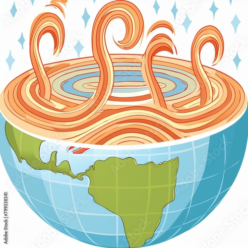 Geothermal Energy Icon: A stylized Earth with heat waves rising from its core.