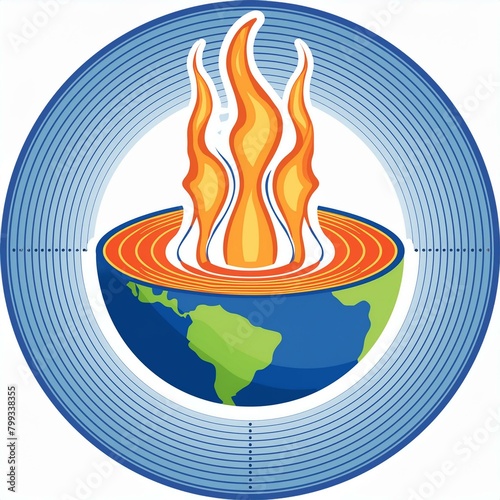 Geothermal Energy Icon: A stylized Earth with heat waves rising from its core.