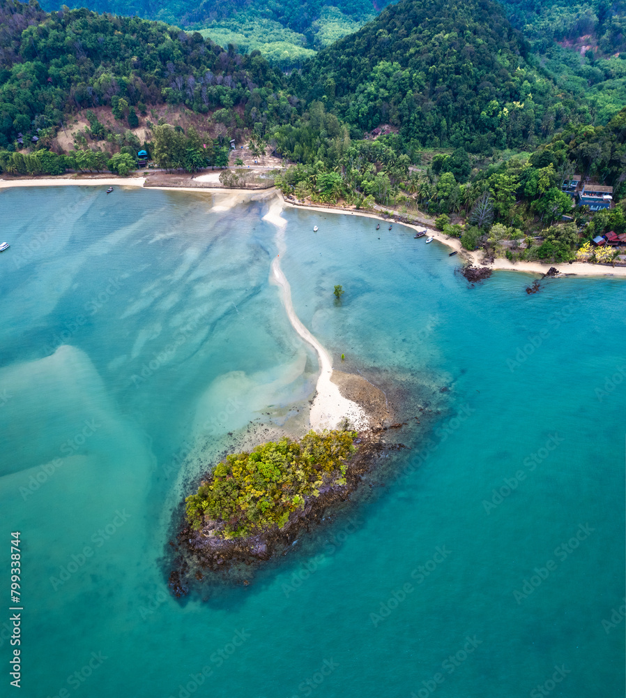 Fototapeta premium Aerial view of Koh Nok in Koh Yao Noi, Phang nga, Thailand