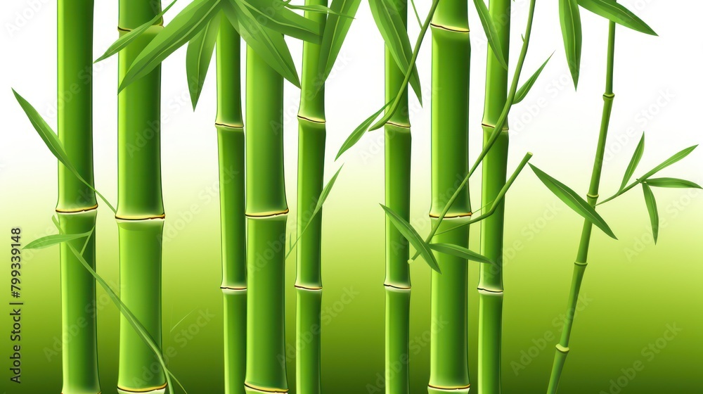 Obraz premium Lush Green Bamboo Stalks on a Vibrant Background