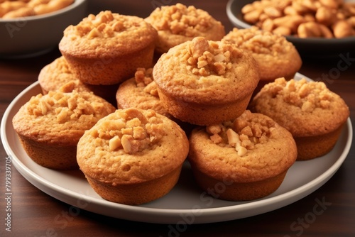 Freshly Baked Peanut Muffins on a Plate