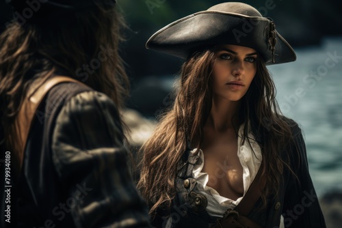 Intense female pirate staring off into the distance © Balaraw
