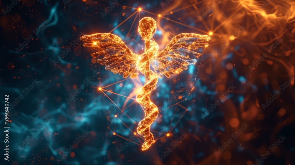 The caduceus is a symbol of medicine. It consists of a winged staff with a snake coiled around it. The caduceus is a symbol of medicine. It consists of a winged staff with a snake coiled around it.