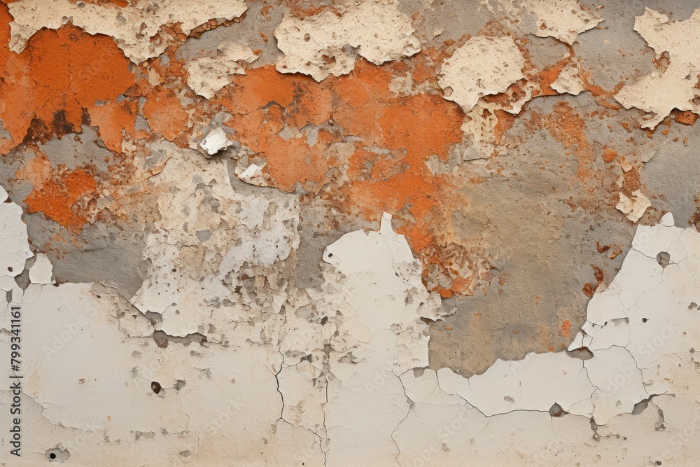 Aged wall with peeling paint in multiple colors