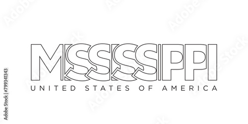 Mississippi, USA typography slogan design. America logo with graphic city lettering for print and web.
