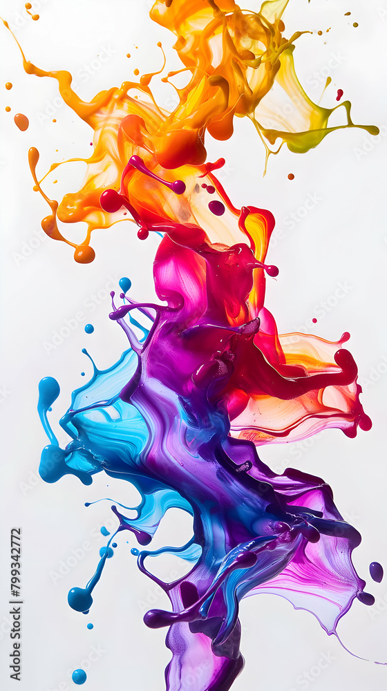 Obraz premium multi-colored splashes of acrylic paints on a white background, background for art courses banner 