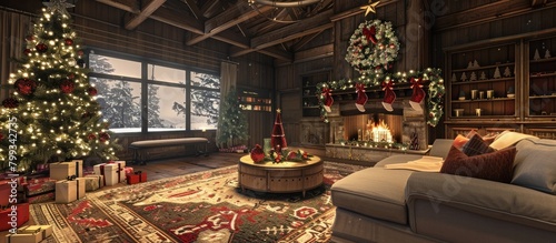 Celebrate Your Reflective Retreat in a Festive D Rendered Holiday Setting
