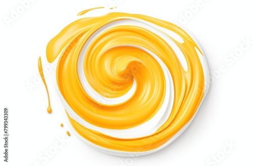 Swirling orange paint splash isolated on white background