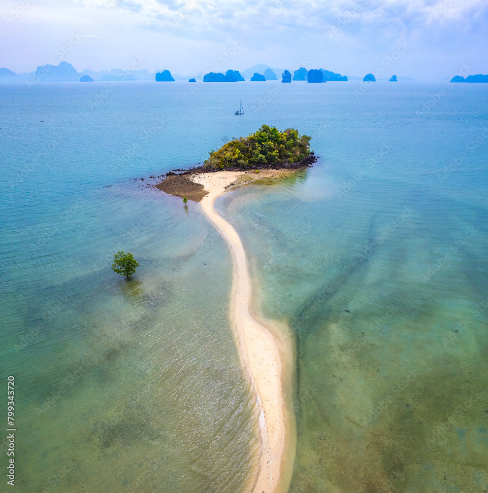 Obraz premium Aerial view of Koh Nok in Koh Yao Noi, Phang nga, Thailand