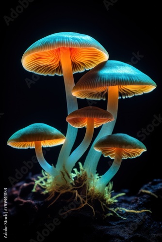 Luminous Mushrooms in a Mystical Forest