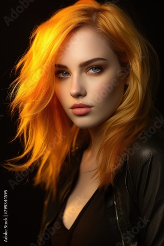 Stunning Portrait of a Young Woman with Vibrant Hair