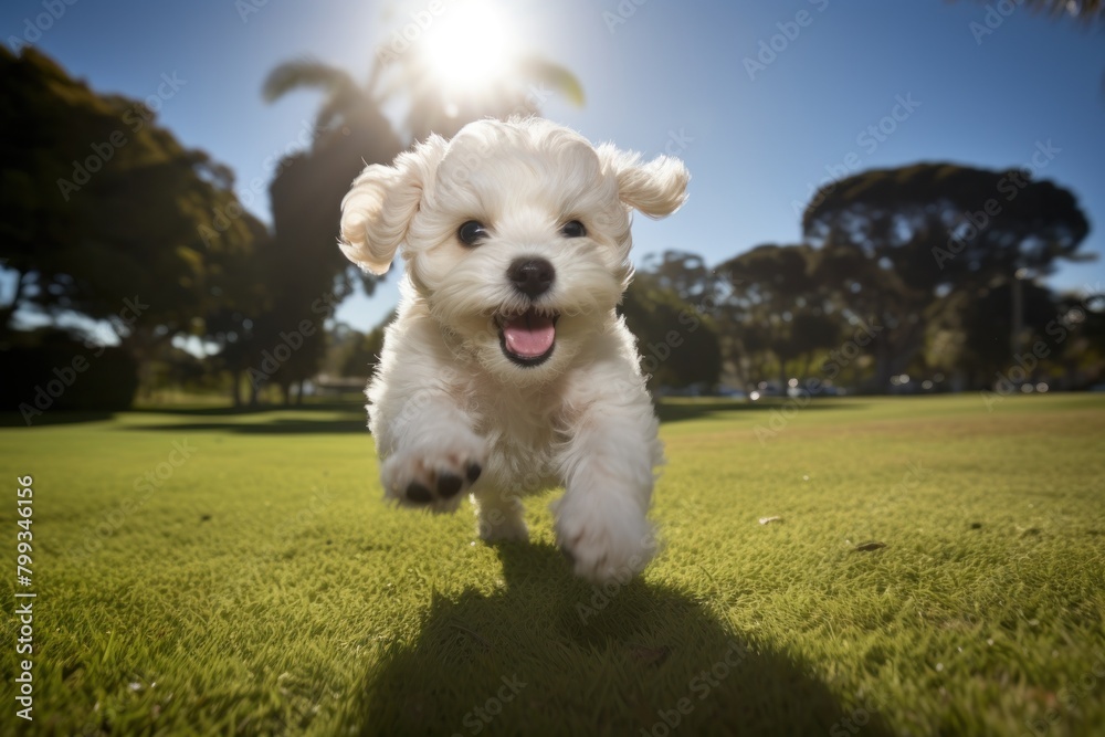 Joyful puppy playing outdoors on a sunny day Joyful puppy playing outdoors on a sunny day