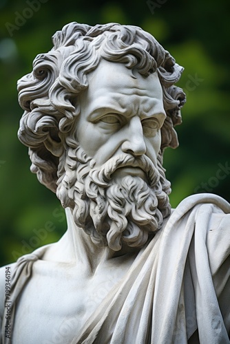 Classical marble statue of a bearded philosopher