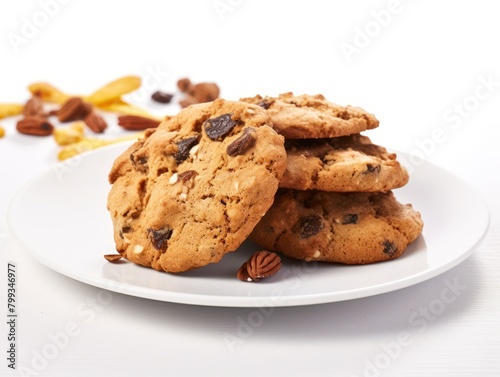 Freshly Baked Chocolate Chip Cookies on a White Plate