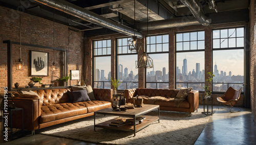 tasteful and sophisticated soft urban loft living room