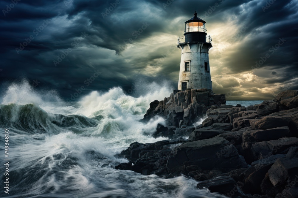 Stormy Seas at Lighthouse