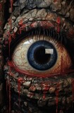 Surreal Eye Embedded in Rocky Texture with Blood Details