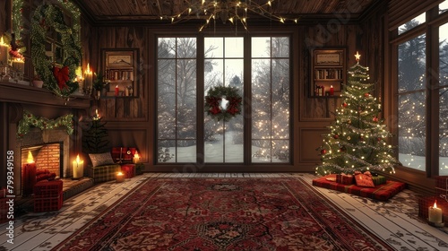 Festive D Rendered Backdrop Inviting Holiday Reflection