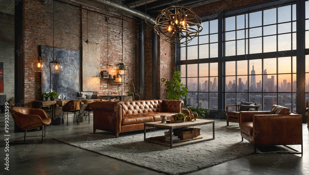 tasteful and sophisticated soft urban loft living room