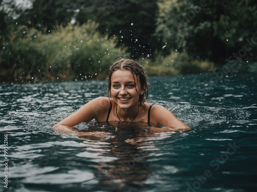 woman in the pool