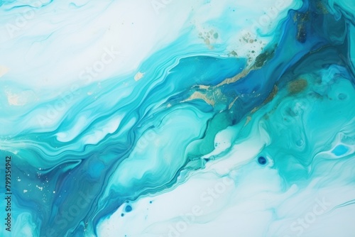Turquoise art abstract paint blots background with alcohol ink colors marble texture blank empty pattern with copy space for product design or text 
