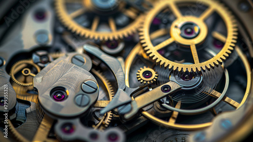 Close-up of a mechanical gears in swiss watch