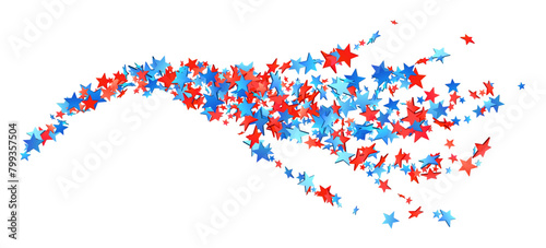 A dynamic swoosh of red and blue stars creates a sense of motion, perfect for themes of American celebration and patriotism.