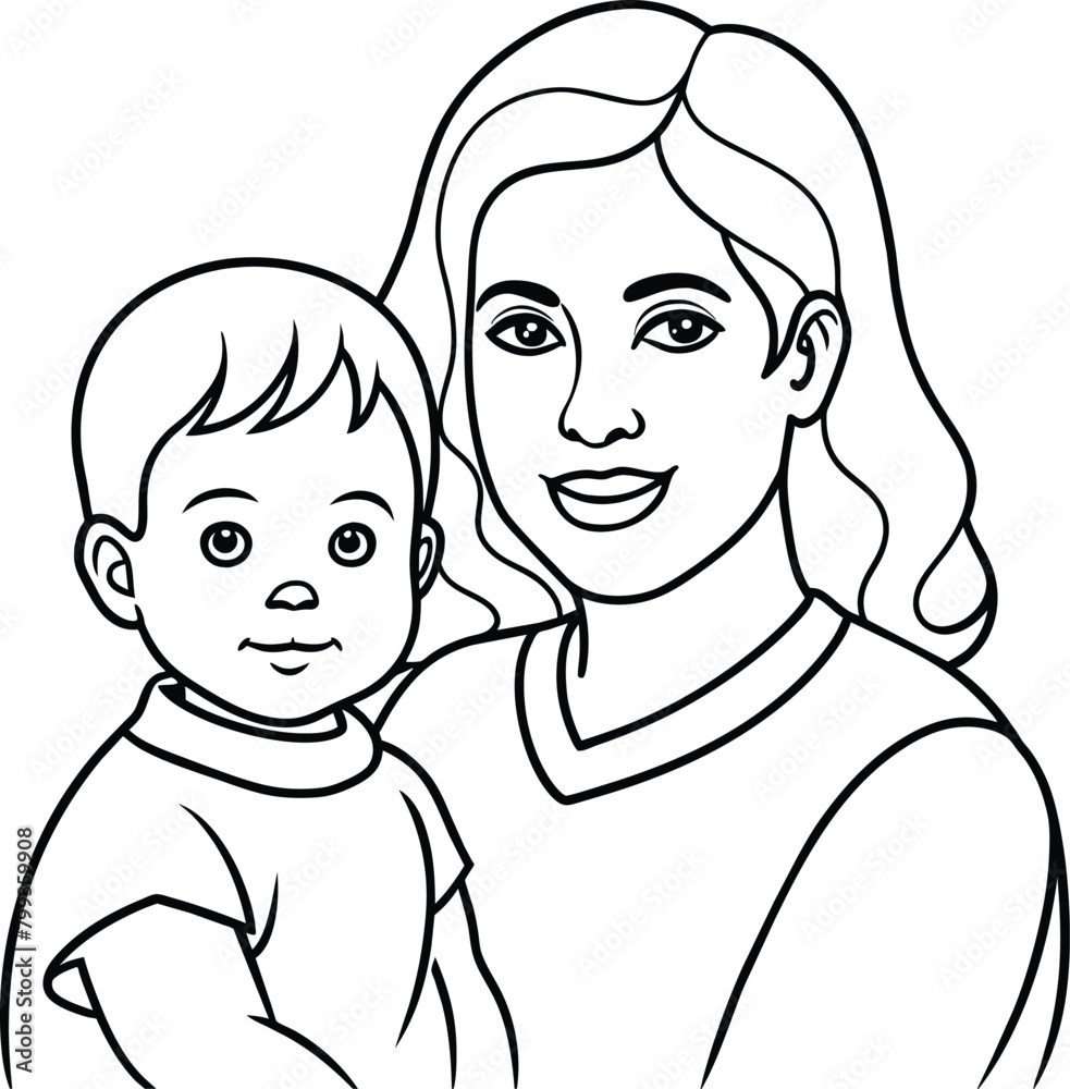 Silhouette mother with a child in her arms in nature. Vector illustration. Mother's Day Silhouette mother with a child in her arms in nature. Vector illustration. Mother's Day