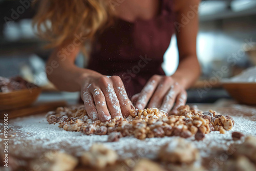 Photo of a beautiful woman cooking at home