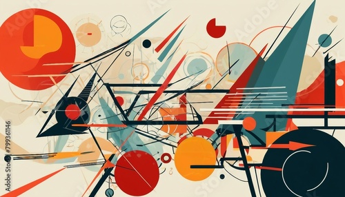 Dynamic Constructivism: Background Featuring Industrial Motifs and Dynamic Shapes photo