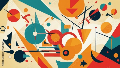 Dynamic Constructivism: Background Featuring Industrial Motifs and Dynamic Shapes photo