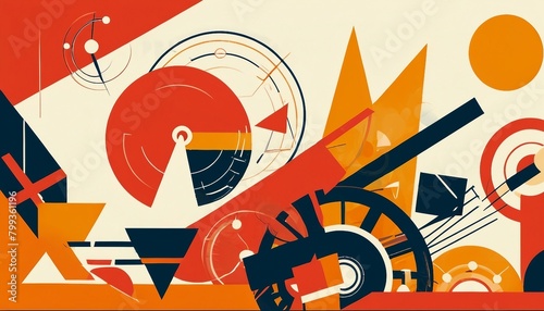 Dynamic Constructivism: Background Featuring Industrial Motifs and Dynamic Shapes photo