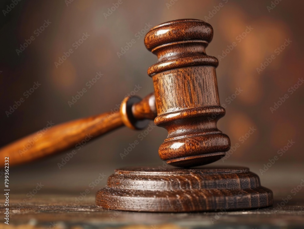 Wooden gavel on table Wooden gavel on table