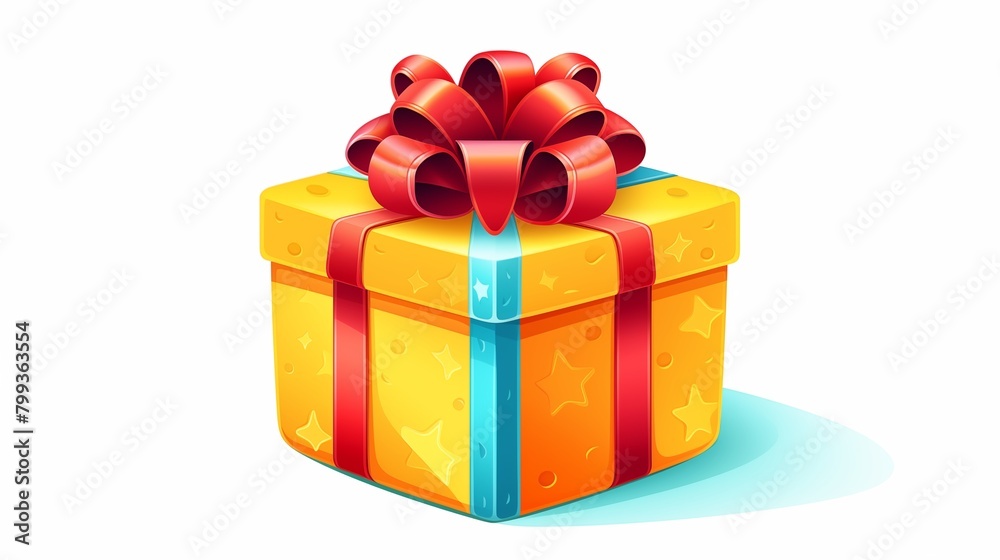 Fototapeta premium Colorful Gift Box with a Vibrant Red Bow - Illustration