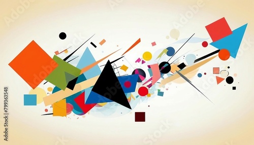 Suprematism-inspired background with abstract shapes arranged in a dynamic composition. photo