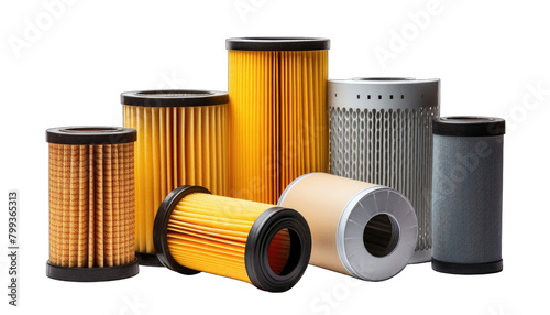 Filters for air fuel and oil shown on white background