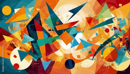 Cubist Fusion: Abstract Background with Overlapping Shapes and Fragmented Forms
