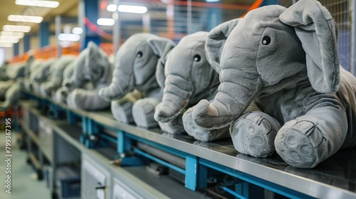Conveyor production of stuffed elephants © DreamPointArt