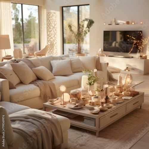 Bright and Airy Living Room With Comfy White Sofa and Stylish Decor