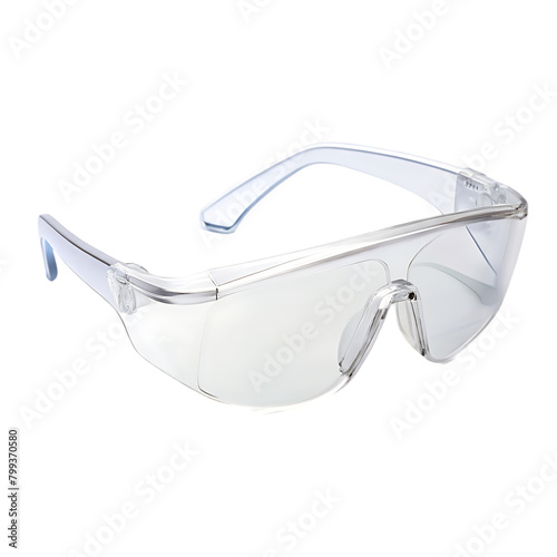 Safety protective spectacles glasses on white table with clipping path