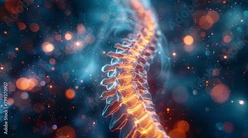 Blue glowing spine with nervous system