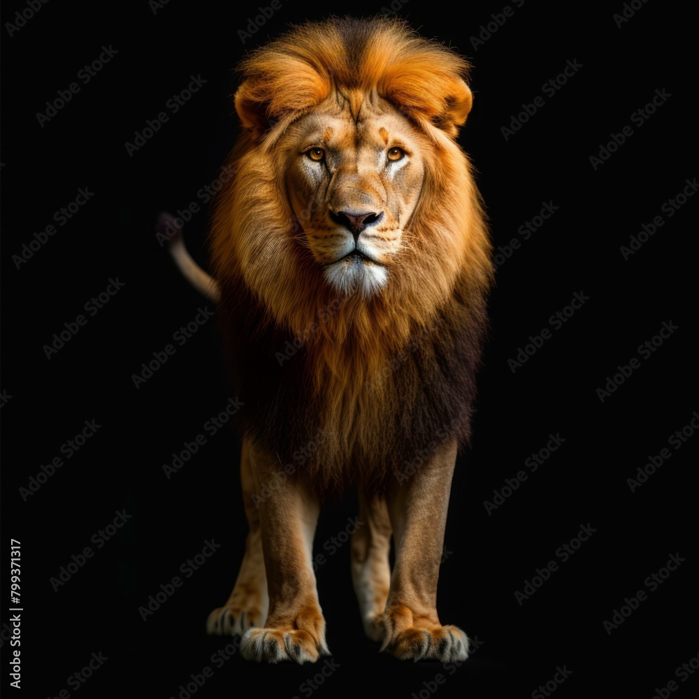 A majestic lion with a dark background A majestic lion with a dark background