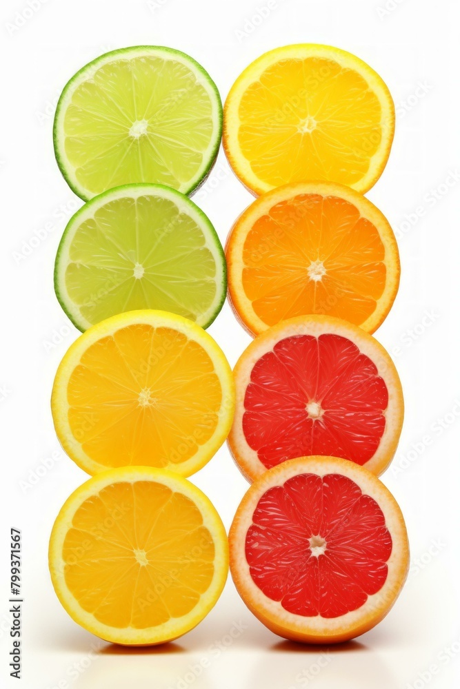 Various citrus fruits including lime, orange and grapefruit