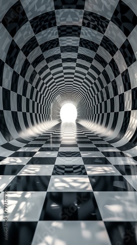 Black and white checkered tunnel