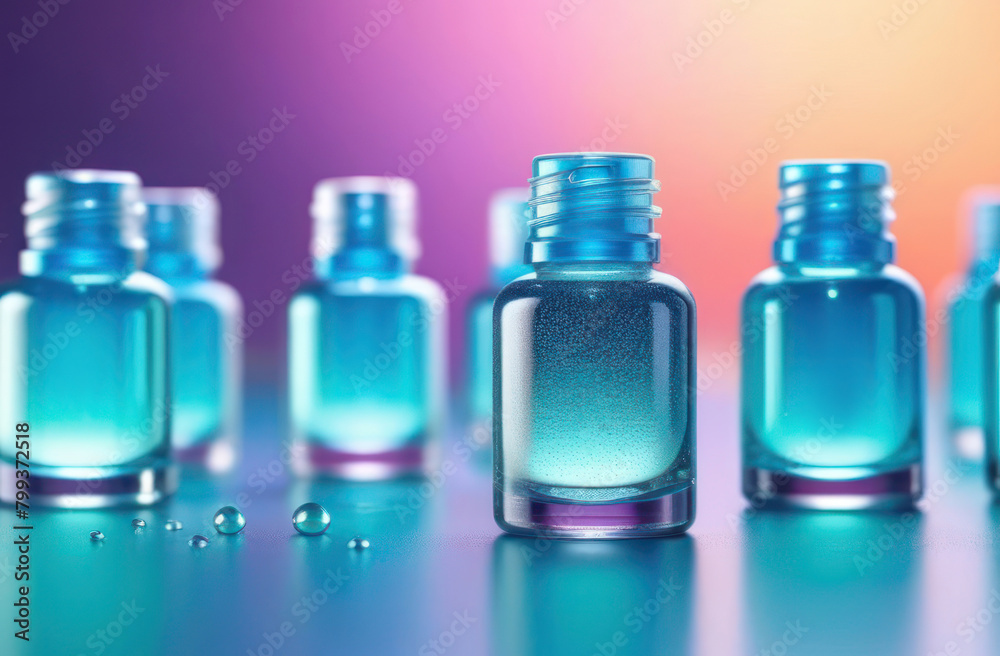 Glass dropper bottle with a pippette with rubber tip on the beautiful background. Nature Skin concept. Organic Spa Cosmetics. Eco friendly care organic Cosmetic product. Beauty treatment. Spa Concept.